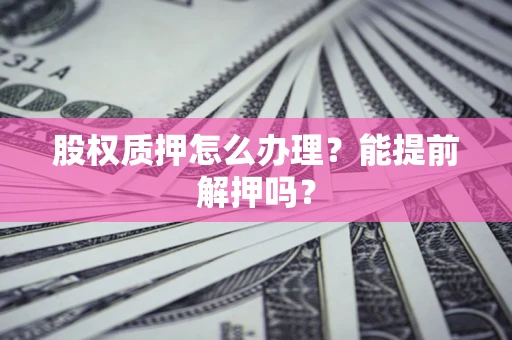 武汉股权质押怎么办理？能提前解押吗？